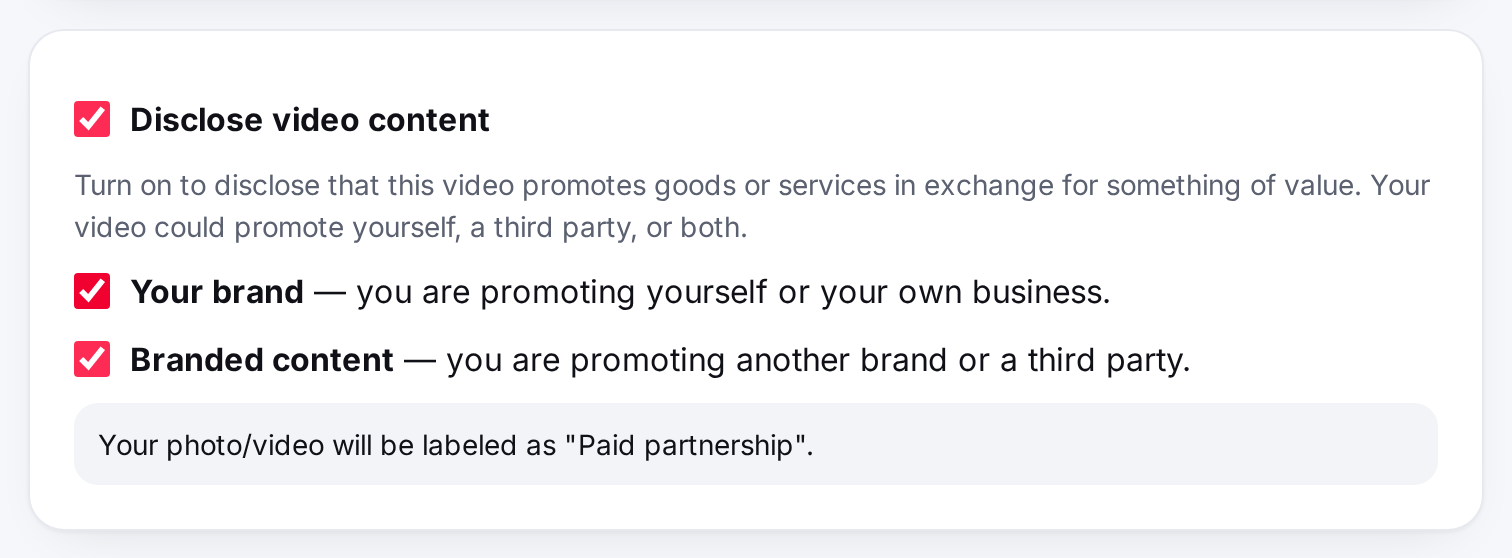 Commercial content disclosure options