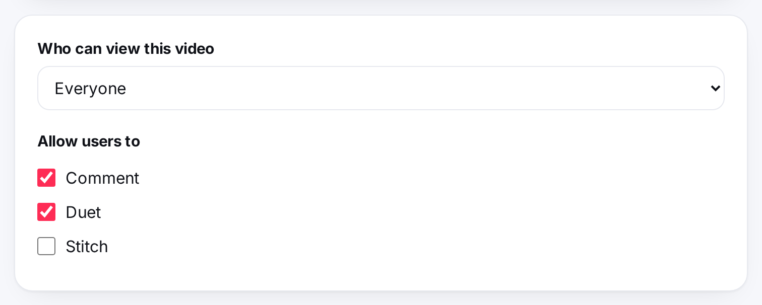 Privacy level and interaction settings